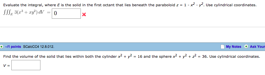 Solved Evaluate The Integral Where E Is The Solid In The Chegg Com