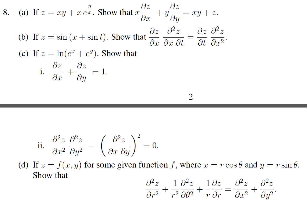 Solved If Z Xy X Ey X Show That X Z X Y Z Y Xy Chegg Com