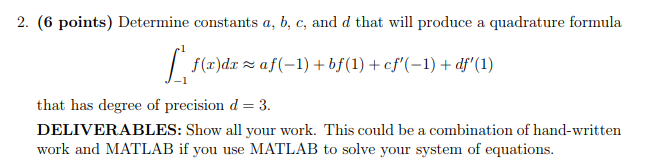 Solved 2 6 Points Determine Constants A B C And D T Chegg Com