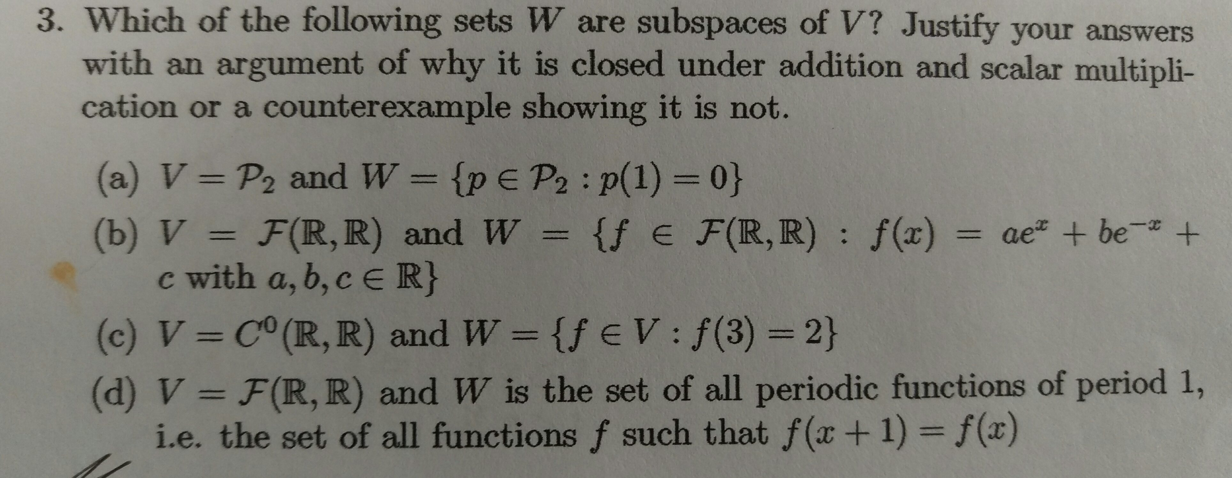 Solved Which Of The Following Sets W Are Subspaces Of V Chegg Com