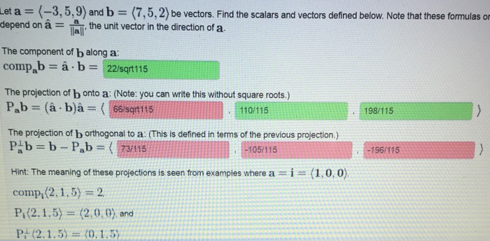 Solved Let A 3 5 9 And B 7 5 2 Be Vectors F Chegg Com