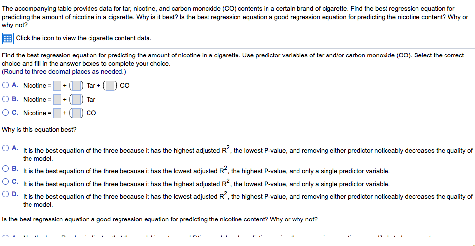 Solved Tar Nicotine Co 5 0 4 4 15 1 0 19 Chegg Com