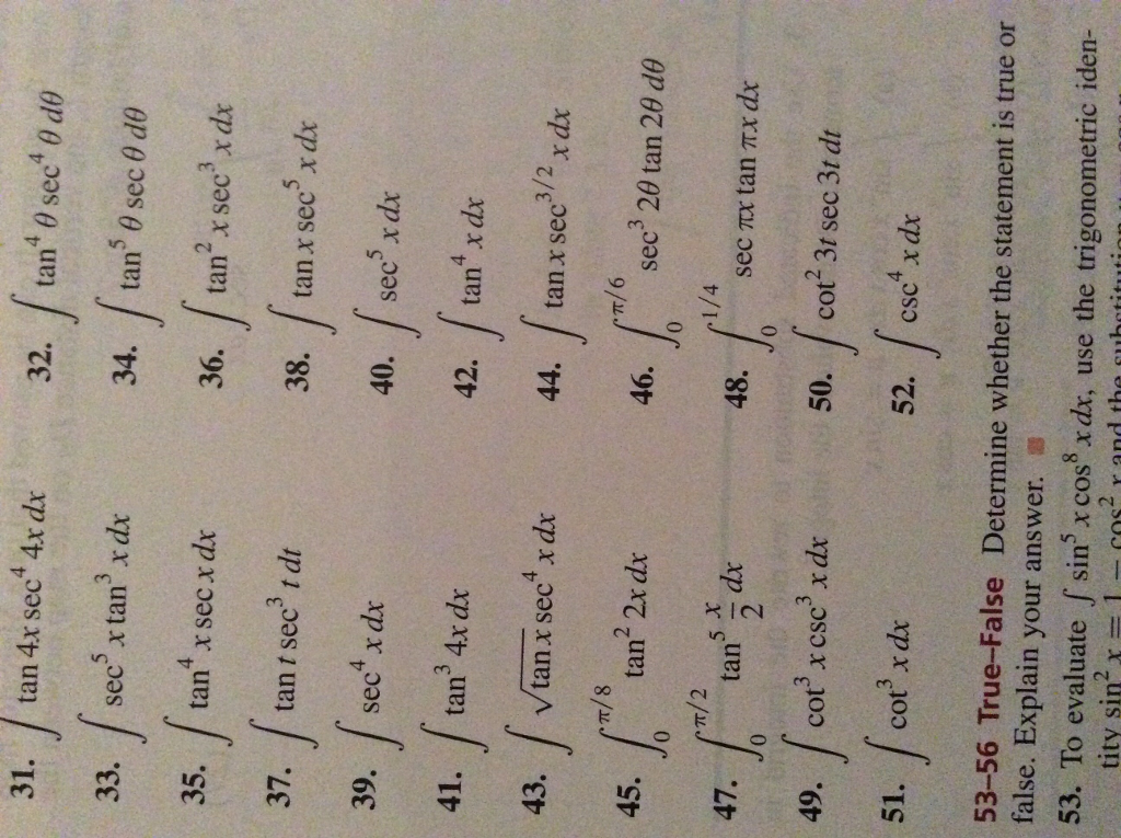 Solved Integral Tan 4x Sec 4 4x Dx Integral Tan 4 Theta S Chegg Com