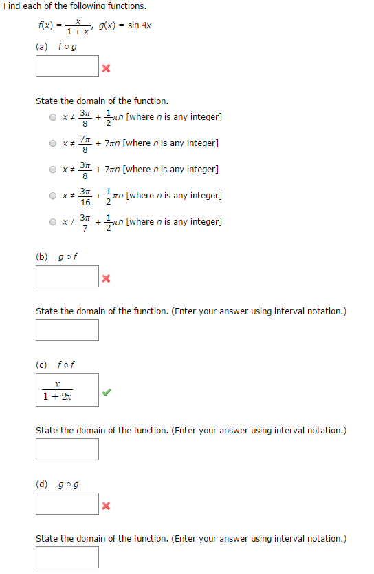 Solved Find Each Of The Following Functions F X X 1 Chegg Com