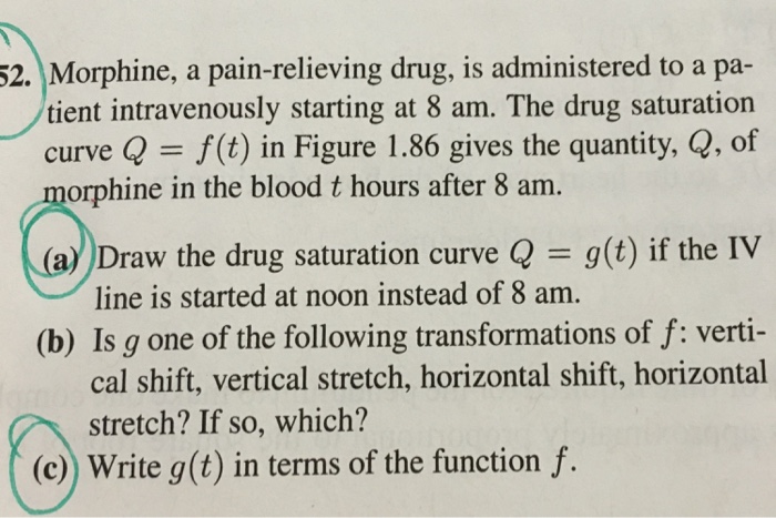 Morphine A Pain Relieving Drug Is Administered T Chegg Com