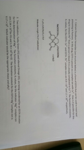 Solved 2 Calcium Disodium Versenate See Structure Below Chegg Com