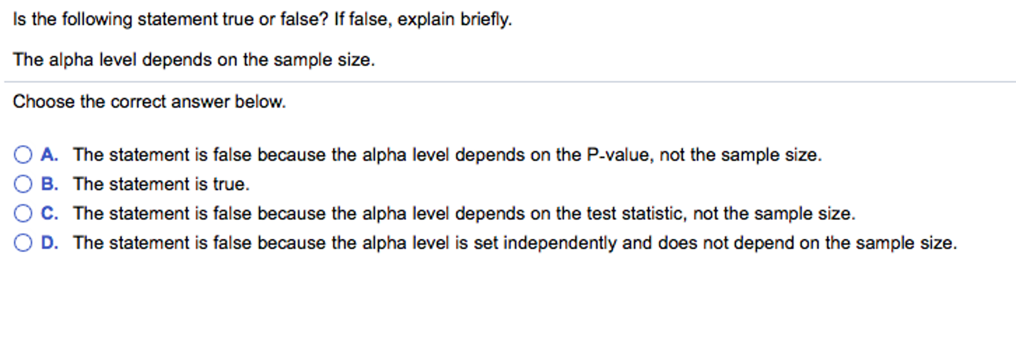 Solved Is The Following Statement True Or False? If False