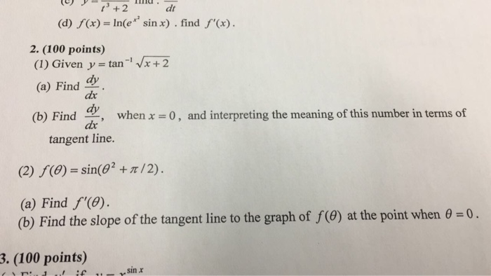 Given Y Tan 1 Squareroot X 2 Find Dy Dx Find Chegg Com