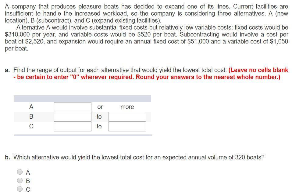 A Pany That Produces Pleasure Boats Has Decided To Chegg 