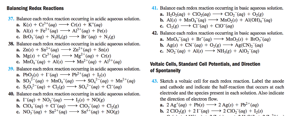 How Can You Tell An Acidic Redox Equation From A Chegg 