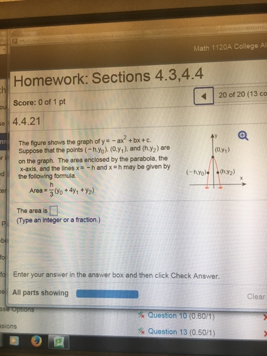 Solved The Figure Shows The Graph Of Y Ax 2 Bx C Chegg Com