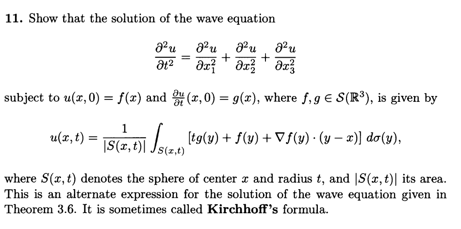 Solved 11 Show That The Solution Of The Wave Equation Chegg Com