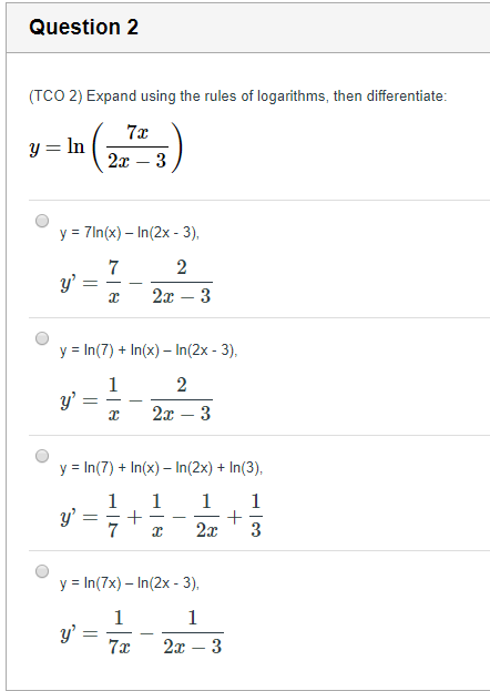 Solved Question 2 Tco 2 Expand Using The Rules Of Chegg Com