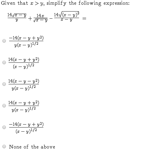 Solved Given That X Y Simplify The Following Expressio Chegg Com