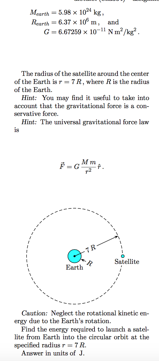 Solved Earth 6 37 X 106 M 6 10 11 N M2 Kg2 Rear Chegg Com
