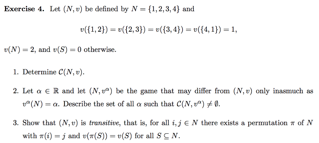 Exercise 4 Let N V Be Defined By N 11 2 3 4 Chegg Com