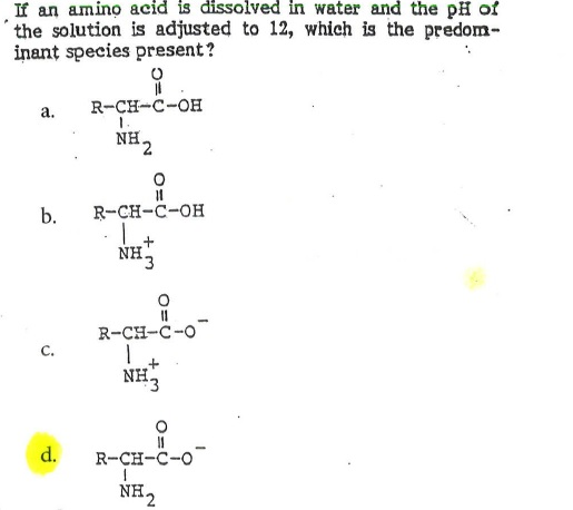 Solved If An Amino Acid Is Dissolved In Water And The PH