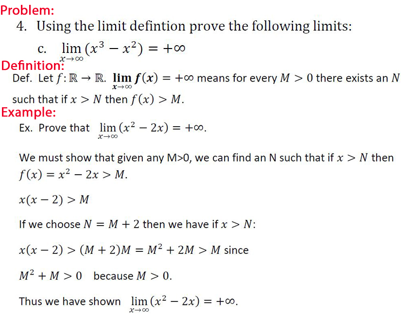 Solved Problem 4 Using The Limit Defintion Prove The Fo Chegg Com