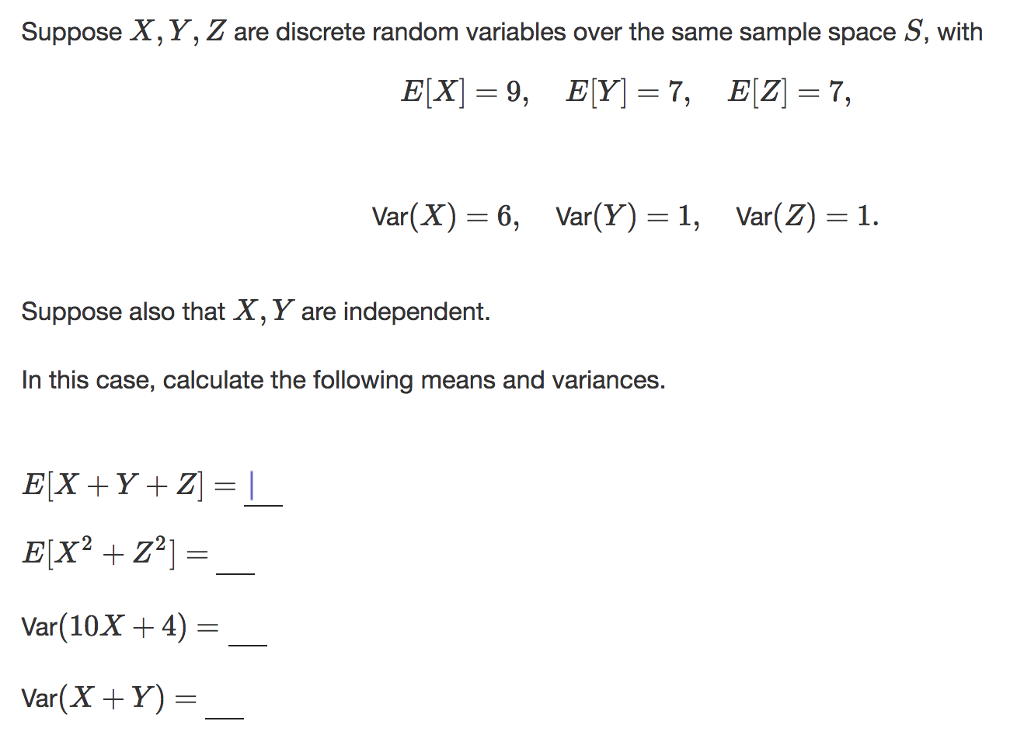 Solved Suppose X Y Z Are Discrete Random Variables Over Chegg Com