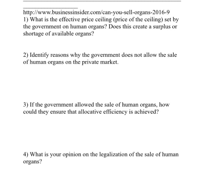 Solved What Is The Effective Price Ceiling Price Of The