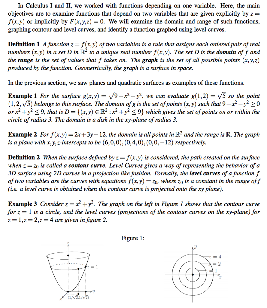 Solved In Calculus I And Ii We Worked With Functions Chegg Com