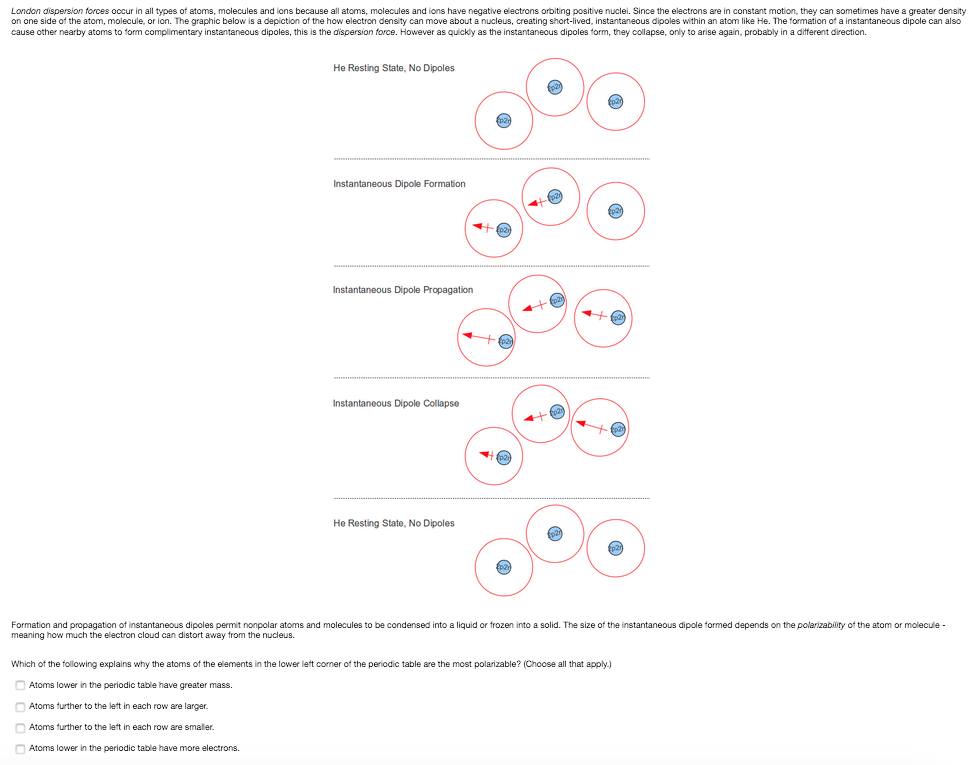 Solved London Dispersion Forces Occur In All Types Of Ato