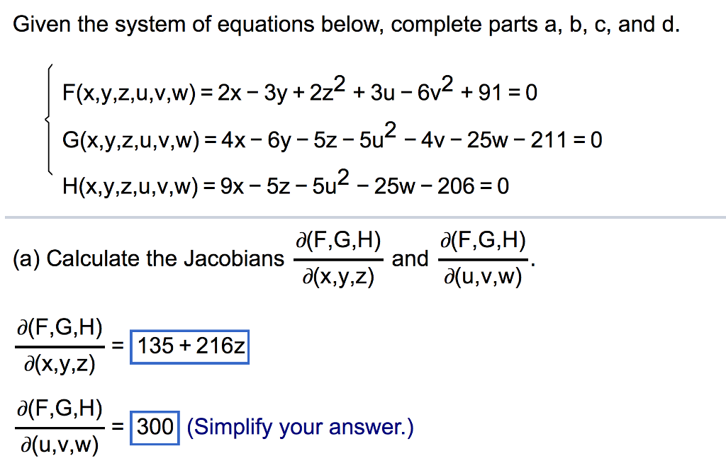 Solved Given The System Of Equations Below Complete Part Chegg Com
