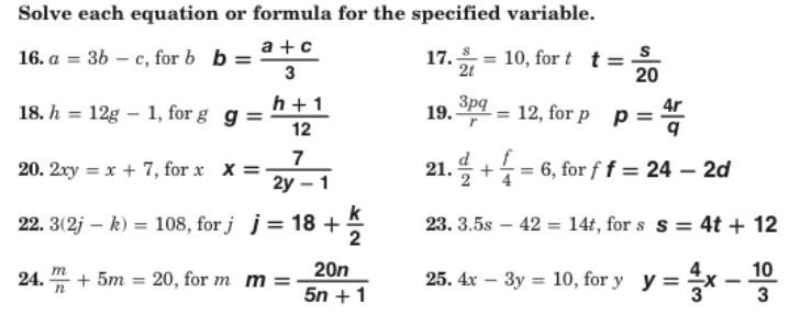 Solving Equations For Specified Variables - Tessshebaylo