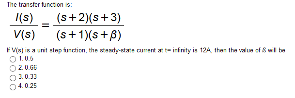 Solved The Transfer Function Is I S V S S 2 S Chegg Com