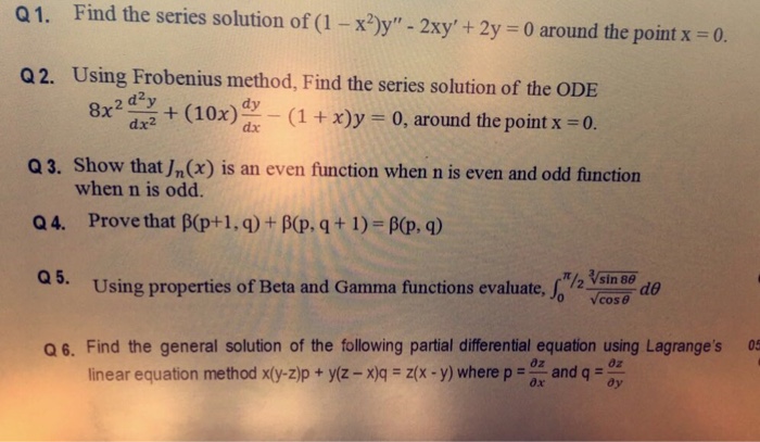 Solved Find The Series Solution Of 1 X 2 Y 2xy 2y Chegg Com