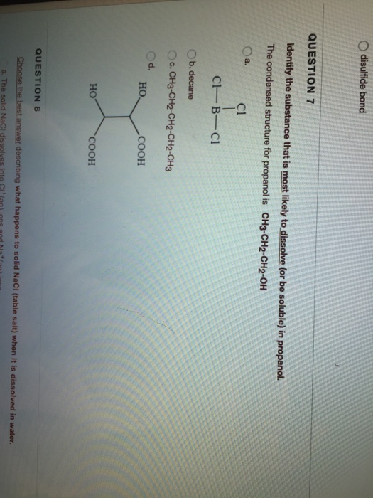 Solved Identify The Substance That Is Most Likely To Chegg Com