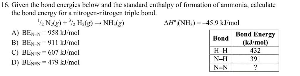 Solved Given The Bond Energies Below And The Standard Ent