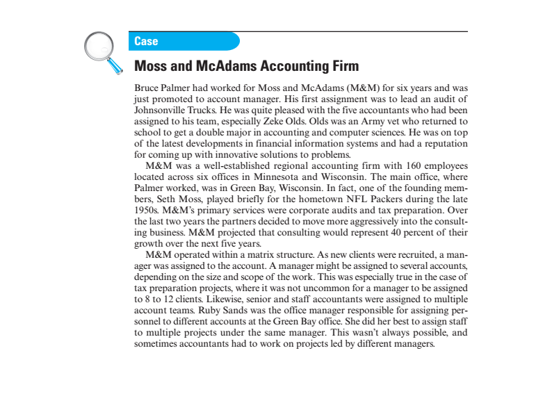 Moss and mcadams accounting firm case summary picture