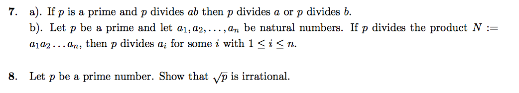 7. a). If p is a prime and p divides ab then p div