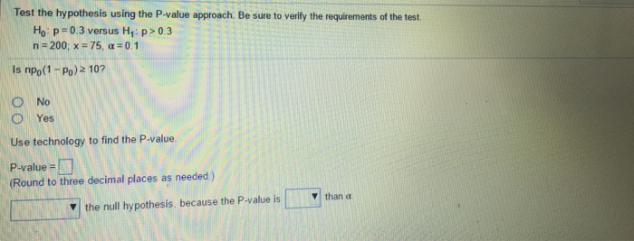 Testing the hypothesis using the p value approach to 84 picture