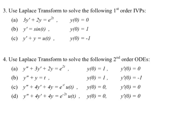 Use Laplace Transform To Solve The Following 1st O Chegg Com