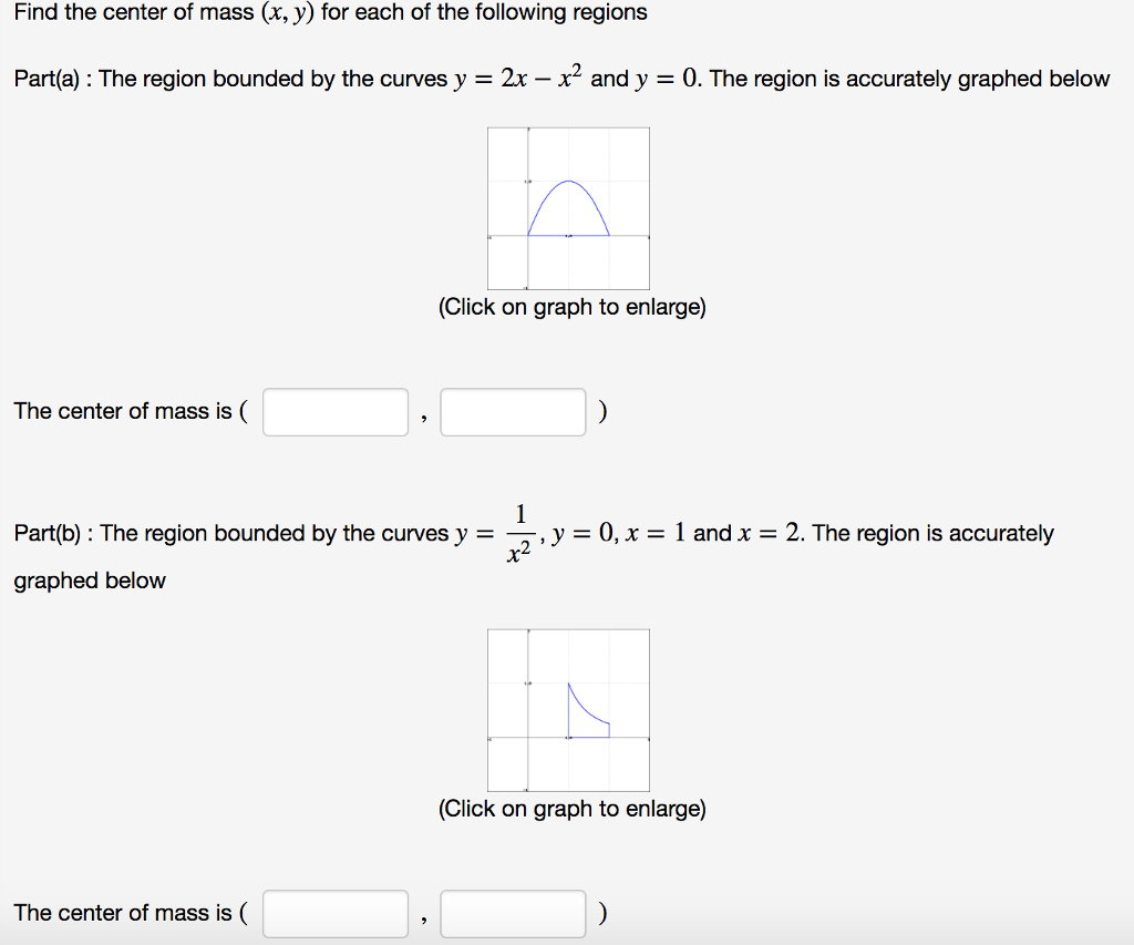 Solved Find The Center Of Mass X Y For Each Of The Fol Chegg Com