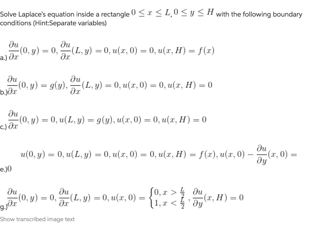 Solved Solve Laplace S Equation Inside A Rectangle 0 Less Chegg Com