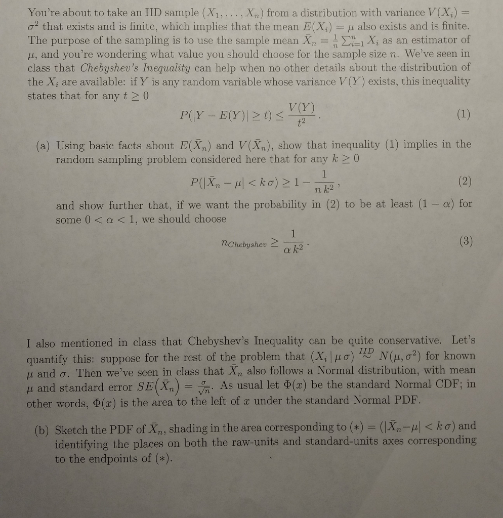 Solved You Re About To Take An Iid Sample X1 From Chegg Com