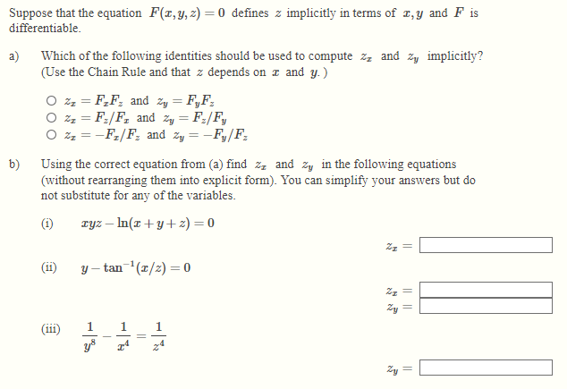 Solved Suppose That The Equation F X Y Z 0 Defines Z Imp Chegg Com