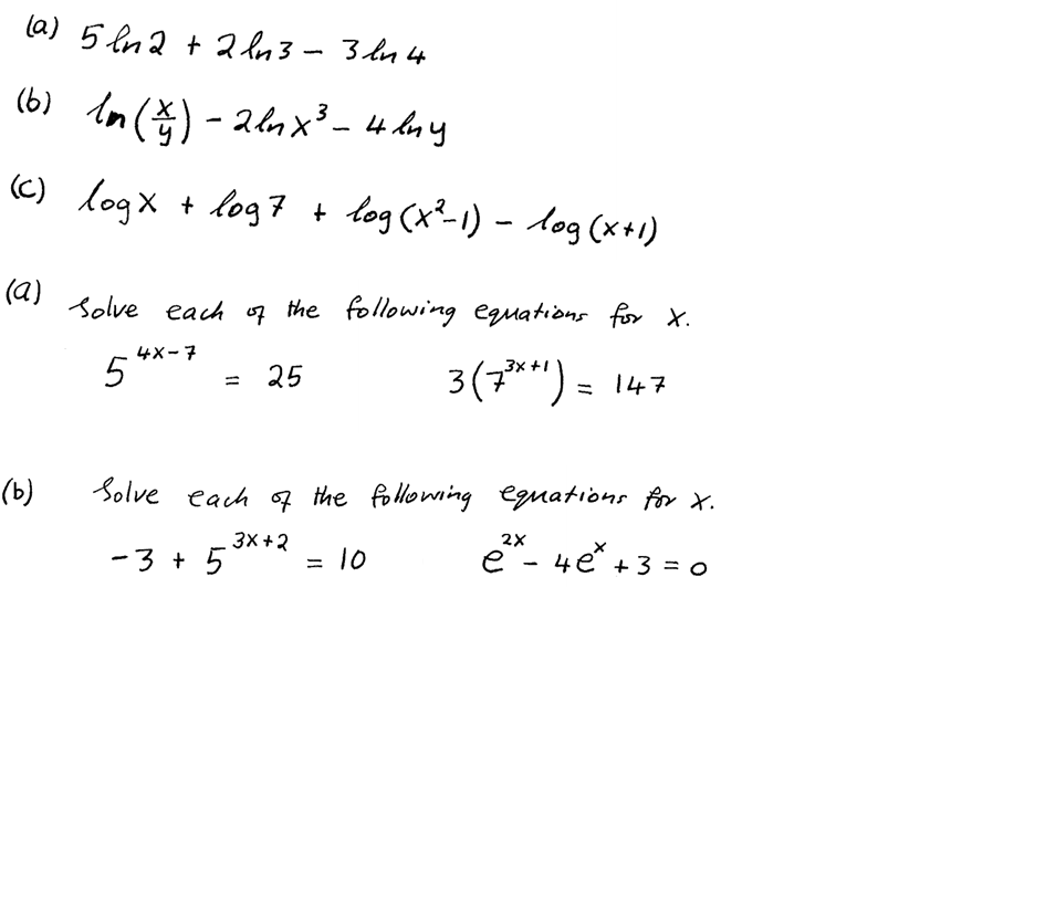 log 7 y 2 (x/y)  4  3  Ln 4 X^3 Ln 5 L Ln Solved: Ln 2    2 3  Ln