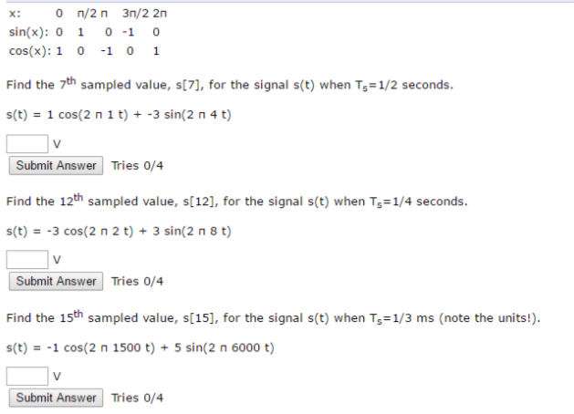 Solved 0 N 2 N 3n 2 2n Sin X 0 1 0 1 0 Cos X 1 0 1 0 1 Chegg Com