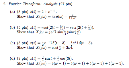 Solved 2 Fourier Transform Analysis 27 Pts A 3 Pts Chegg Com