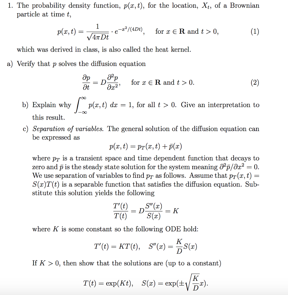 1 The Probability Density Function P X T For Chegg Com