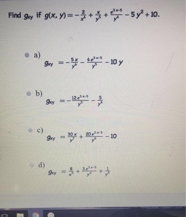 Solved Find G Xy If G X Y 2 X 4 X Y 5 E 3x 5 Y 4 Chegg Com