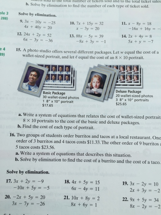 Solve Elimination To Find The Number Of Each Type Chegg 