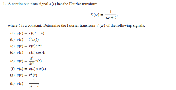 Solved 1 A Continuous Time Signal R T Has The Fourier T Chegg Com