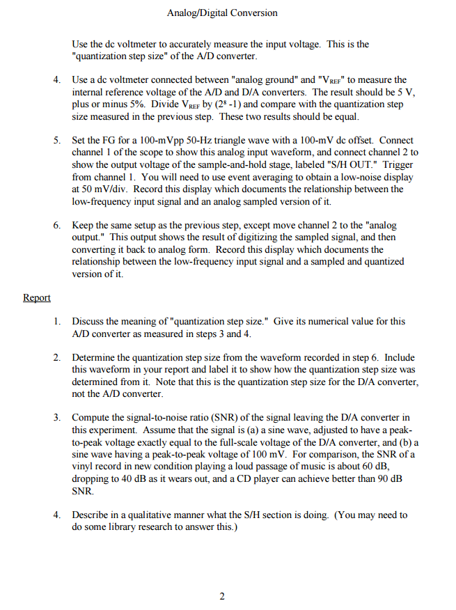 Solved Experiment 9 Analog Digital Conversion Introduction Chegg Com