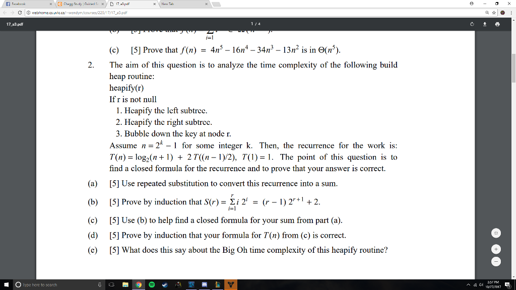 Solved 广7 17 A3 Pdf 17 A3 Pdf 5 Prove That F N 4ns Chegg Com