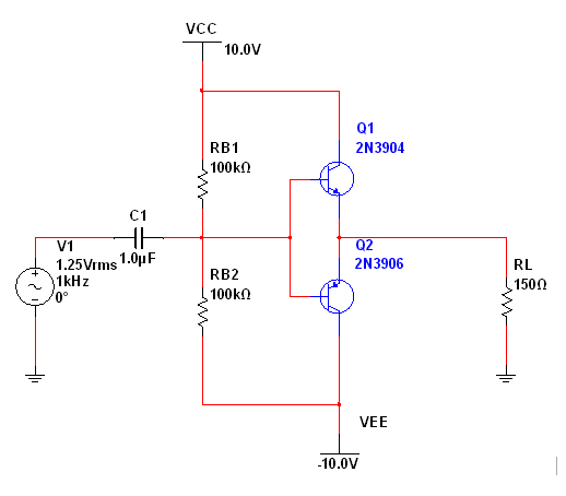 Solved Class B Push Pull Amplifier For The Circuit In The Chegg Com